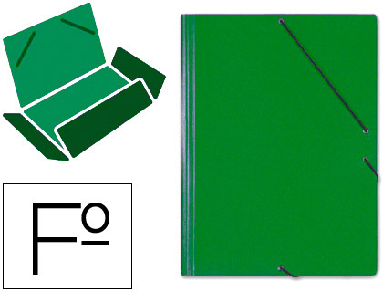 Carpeta de gomas Saro Folio 3 solapas cartón verde